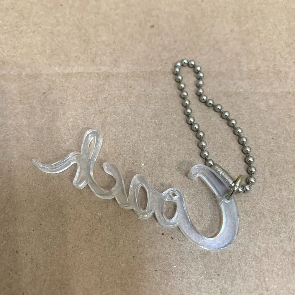 COACH Clear Acrylic SCRIPT Signature Hang Tag Purse Charm Poppy Collection